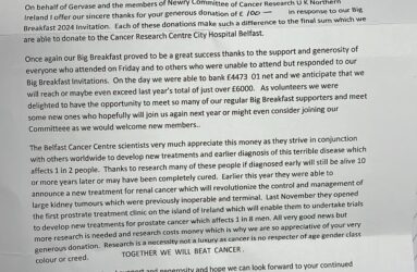 Cancer Research Newry | SMET pleased to help sponsorship _ Big Breakfast 2024