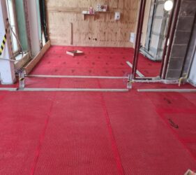Part of the fast track SMART® Flooring Renovation System_Sopro 1188 PG-X Mesh_installed by McDaids Screeding on behalf London Projects
