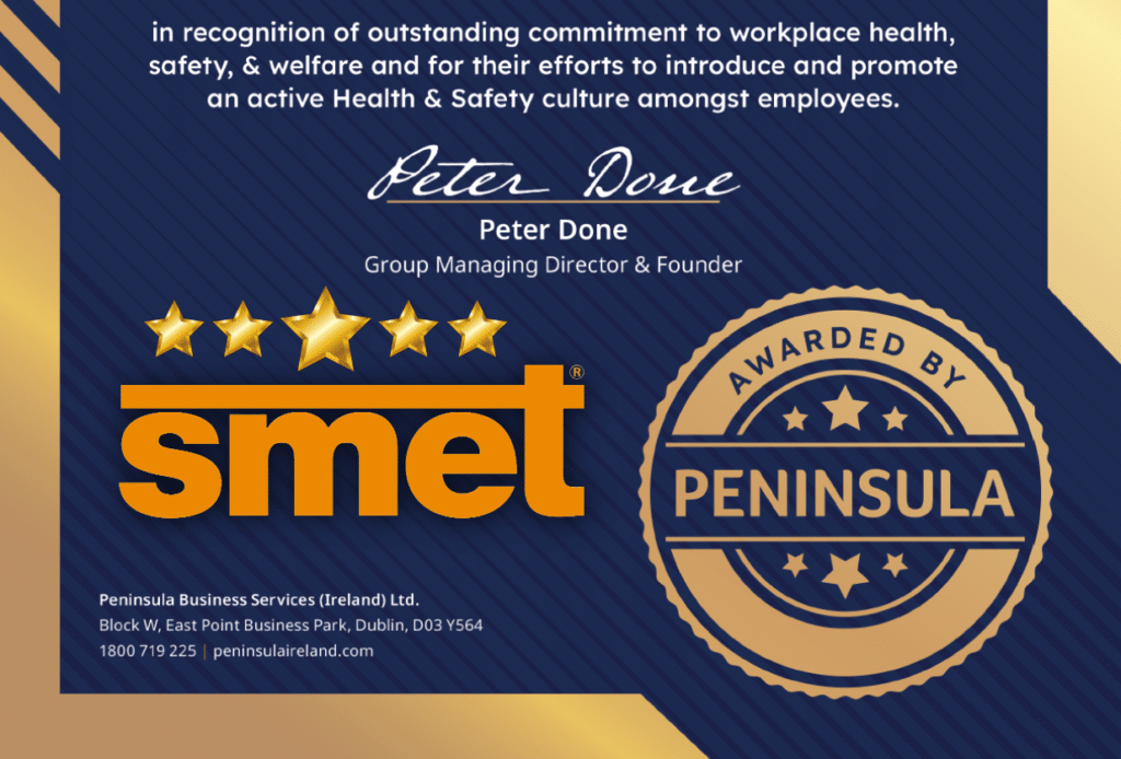 Gold Certificate of Achievement Commitment to Health & Safety_Peninsula_Feb 2026_Smet Building